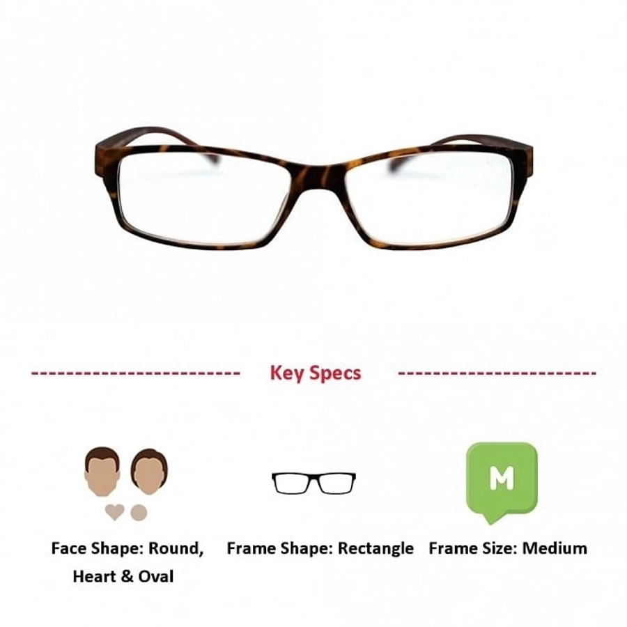 Brown Rectangle (+1.75 Power) Polycarbonate Unisex Medium HFDM01NN Reading Glasses