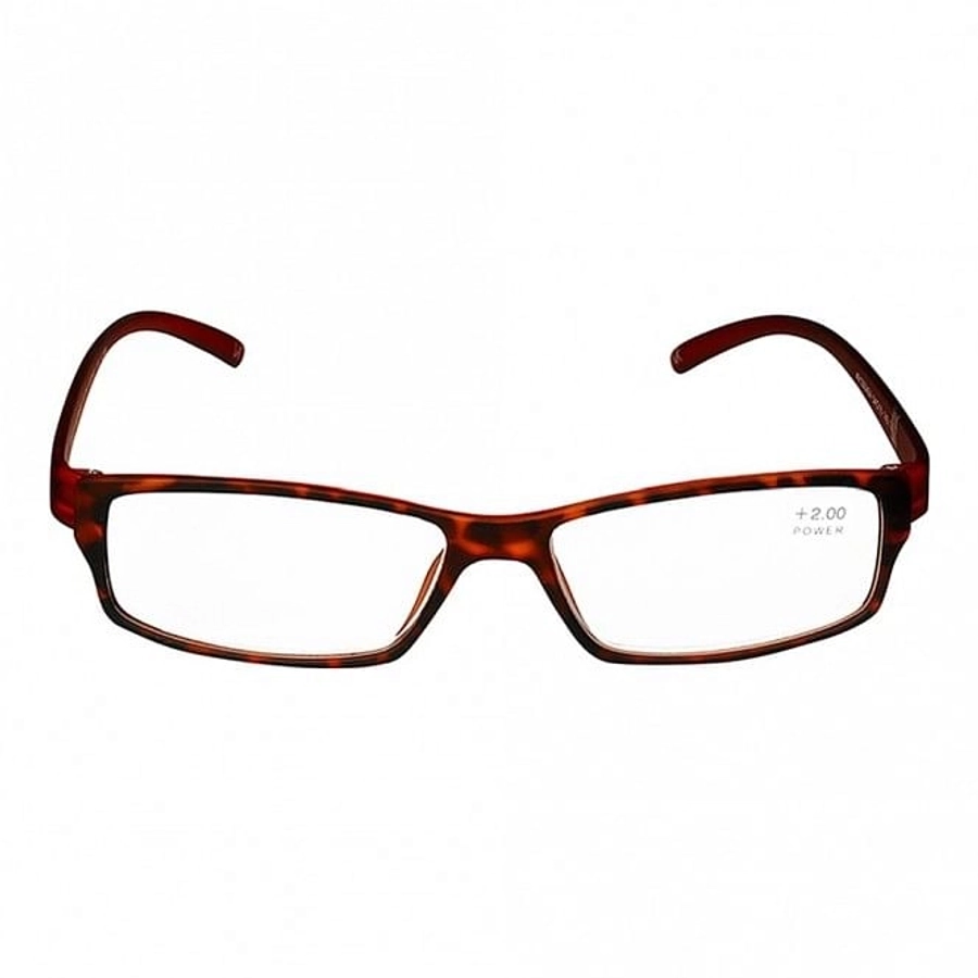 Brown Rectangle (+2.0 Power) Polycarbonate Unisex Medium HFDM01NN Reading Glasses