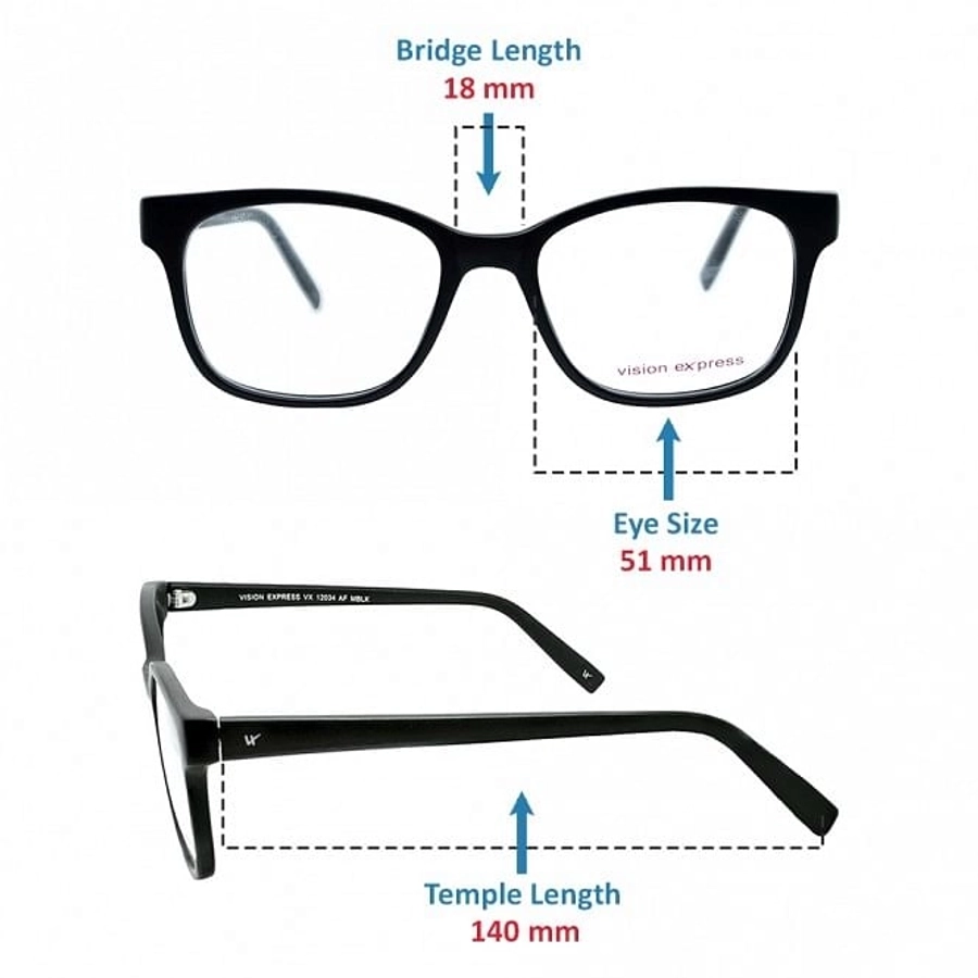 Full Rim Polycarbonate Square Black Medium Vision Express 12034 Eyeglasses