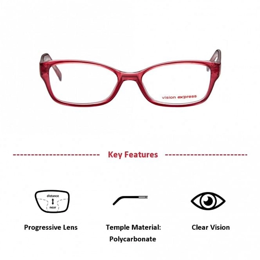 Full Rim Polycarbonate Oval Red Medium Vision Express 31615 Eyeglasses