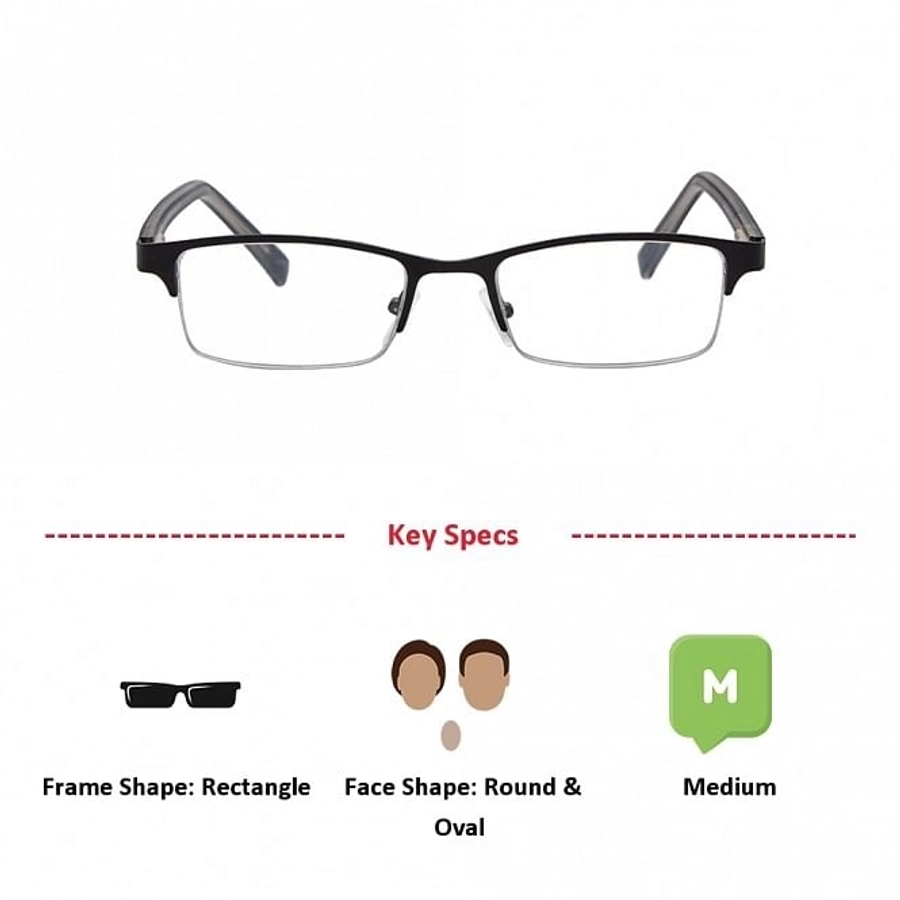 Half Rim Metal Rectangle Black Medium Vision Express 29392 Eyeglasses