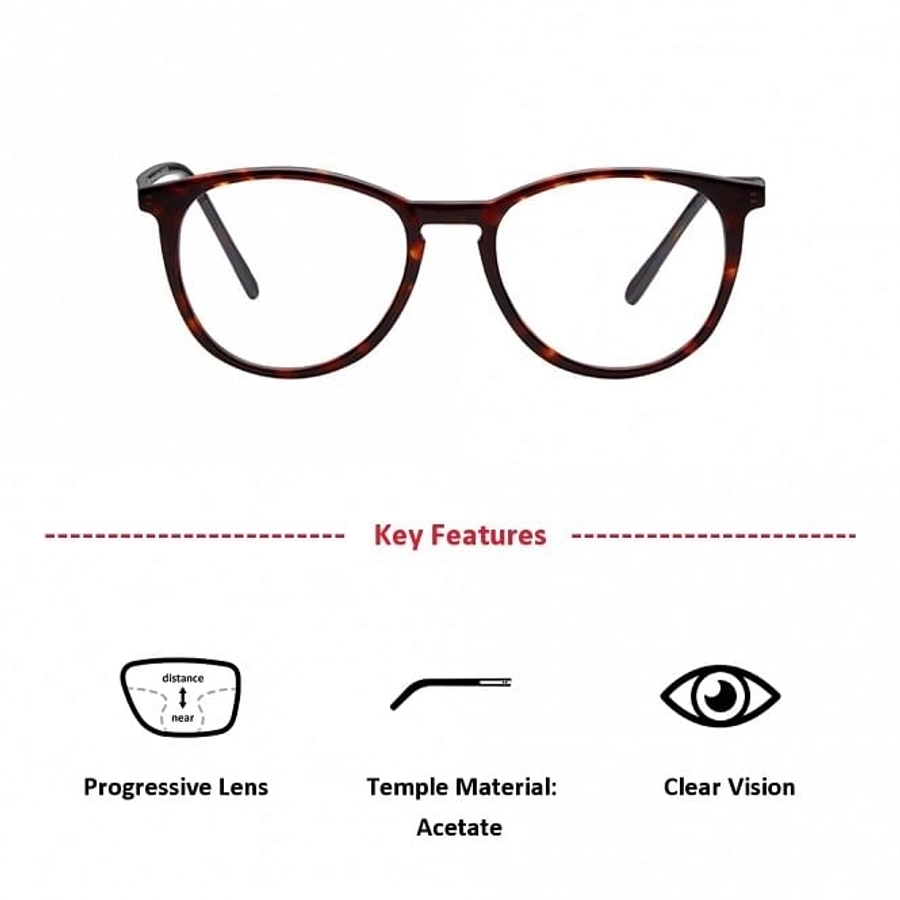 Full Rim Acetate Round Brown Medium Vision Express 29396 Eyeglasses