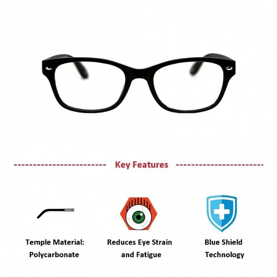 Buy Blue Shield (+3.0 Power) Computer Glasses Full Rim Rectangle Black
