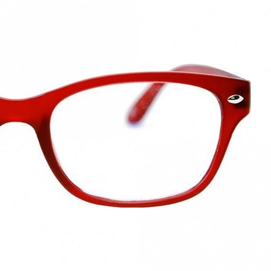Blue Shield (+1.50 Power) Computer Glasses: Full Rim Rectangle Red Polycarbonate Women Medium HFCU08RD