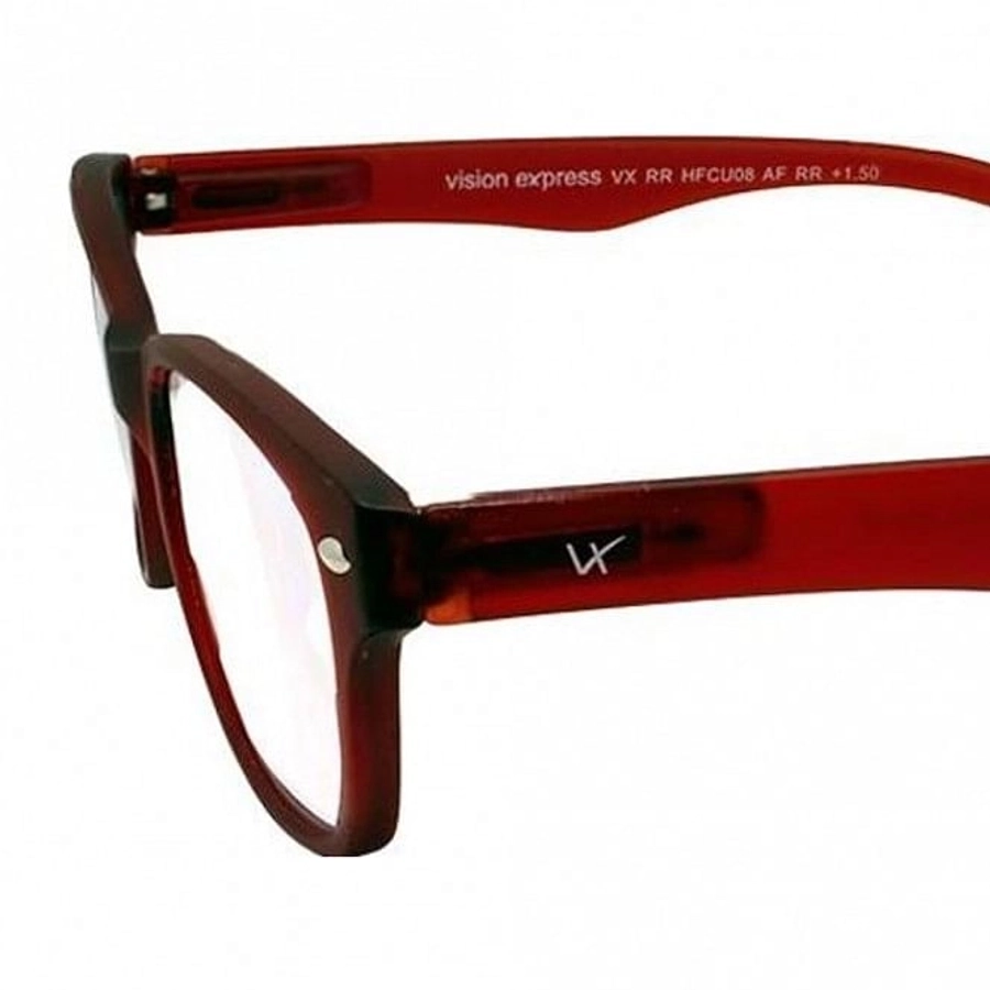 Blue Shield (+1.50 Power) Computer Glasses: Full Rim Rectangle Red Polycarbonate Women Medium HFCU08RD