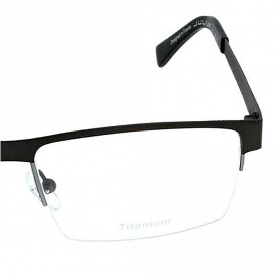 Half Rim Titanium Rectangle Gun Metal Large Julius 43647 Eyeglasses