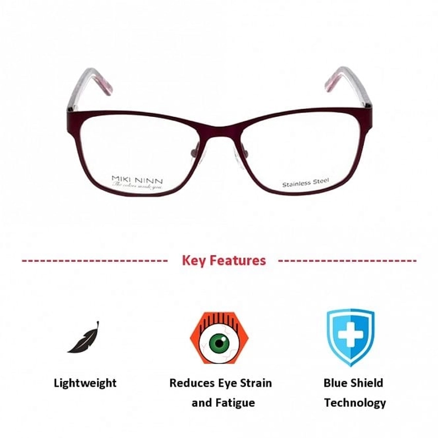 Blue Shield (Zero Power) Computer Glasses: Full Rim Almond Blue Stainless Steel Small MNBF07 