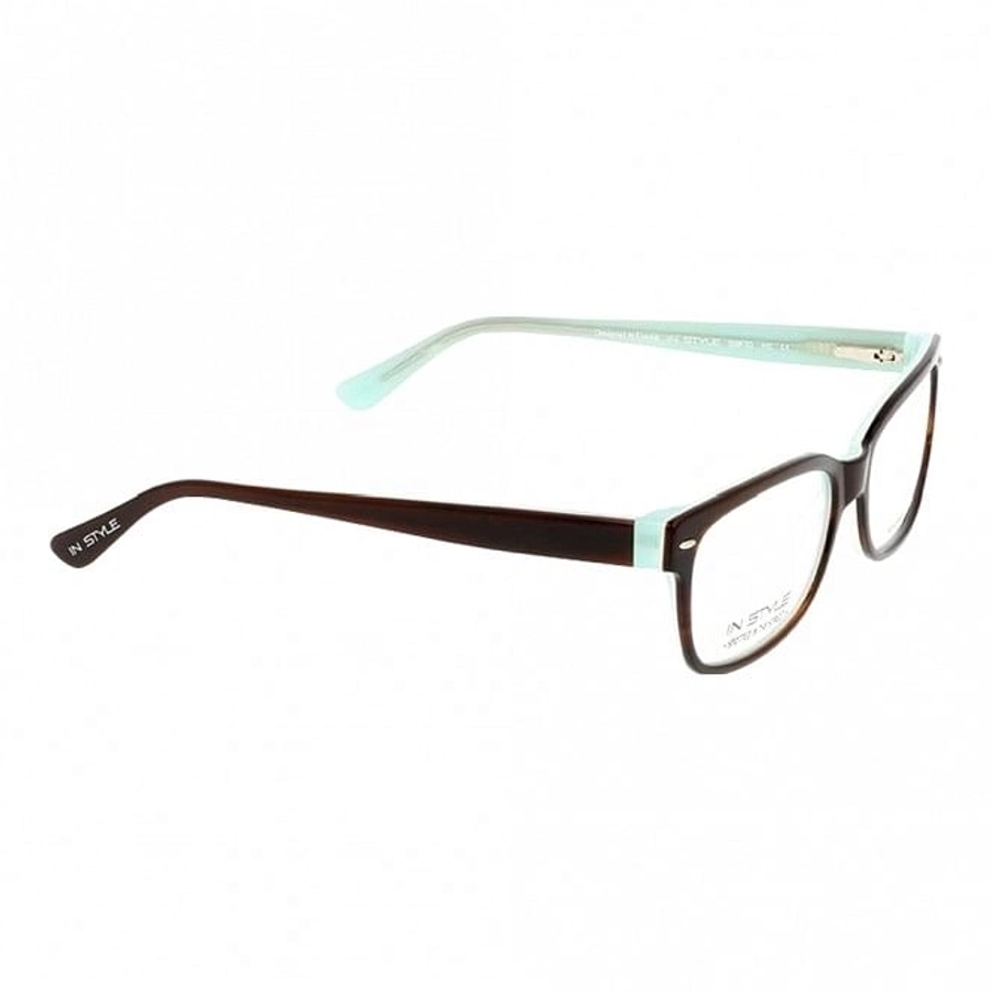Blue Shield (Zero Power) Computer Glasses: Full Rim Rectangle Brown Acetate Small ISBF03 