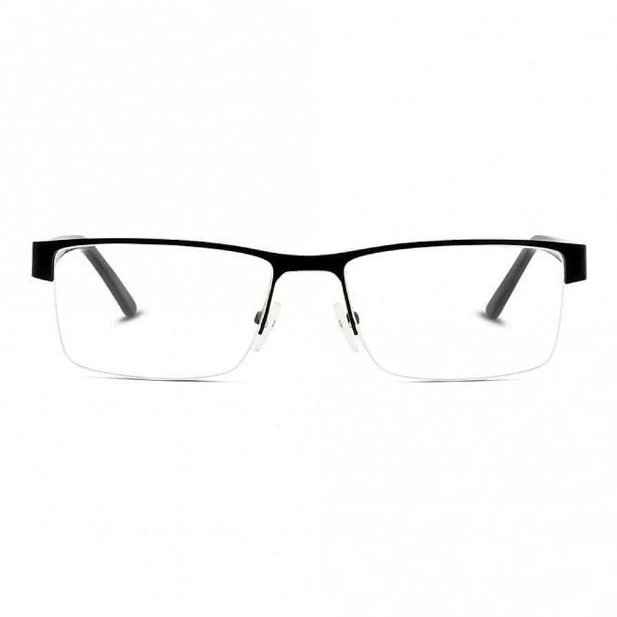 Half Rim Stainless Steel Rectangle Black Large 5th Avenue FACM34 Eyeglasses