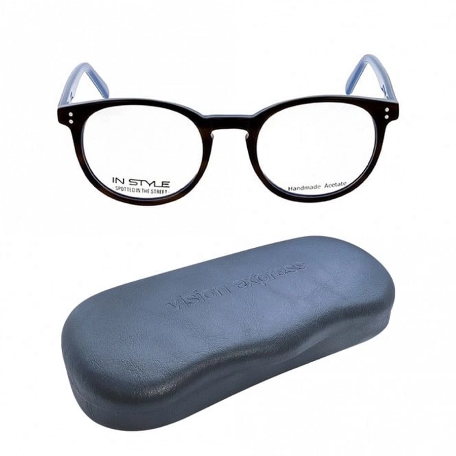 Full Rim Acetate Round Blue Medium In Style ISEM23 Eyeglasses