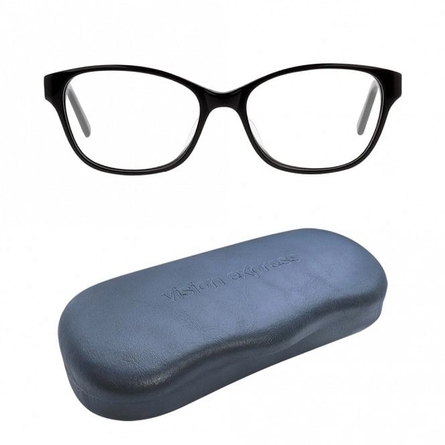 Blue Shield (Zero Power) Computer Glasses: Full Rim Oval Black Acetate Small SYEF07 