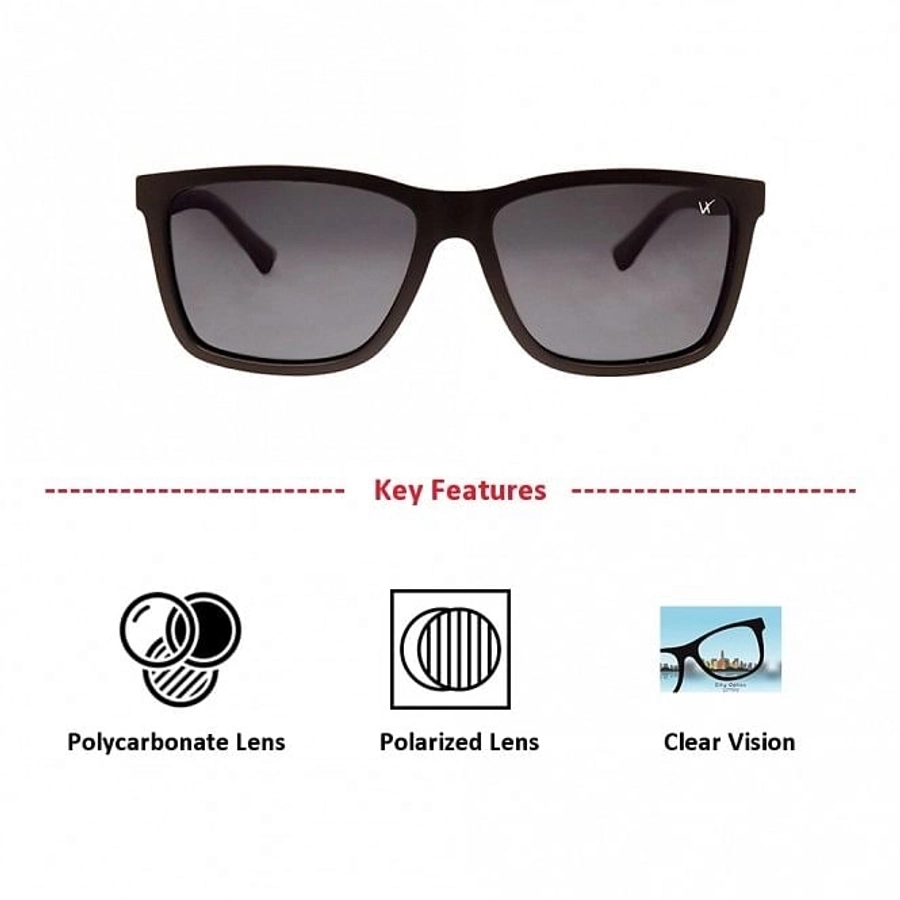 Rectangle Polarised Lens Grey Solid Full Rim Medium Vision Express 21634P Sunglasses
