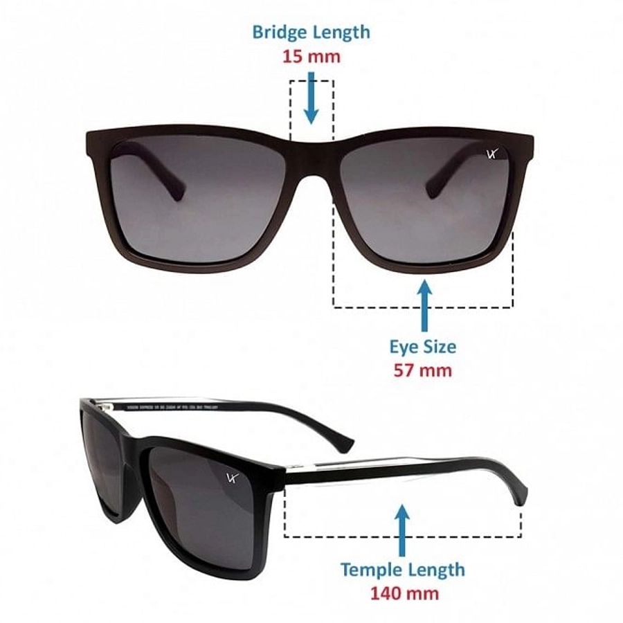 Rectangle Polarised Lens Grey Solid Full Rim Medium Vision Express 21634P Sunglasses