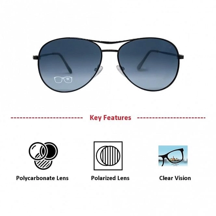 Aviator Polarised Lens Grey Full Rim Medium Vision Express 12031P Sunglasses