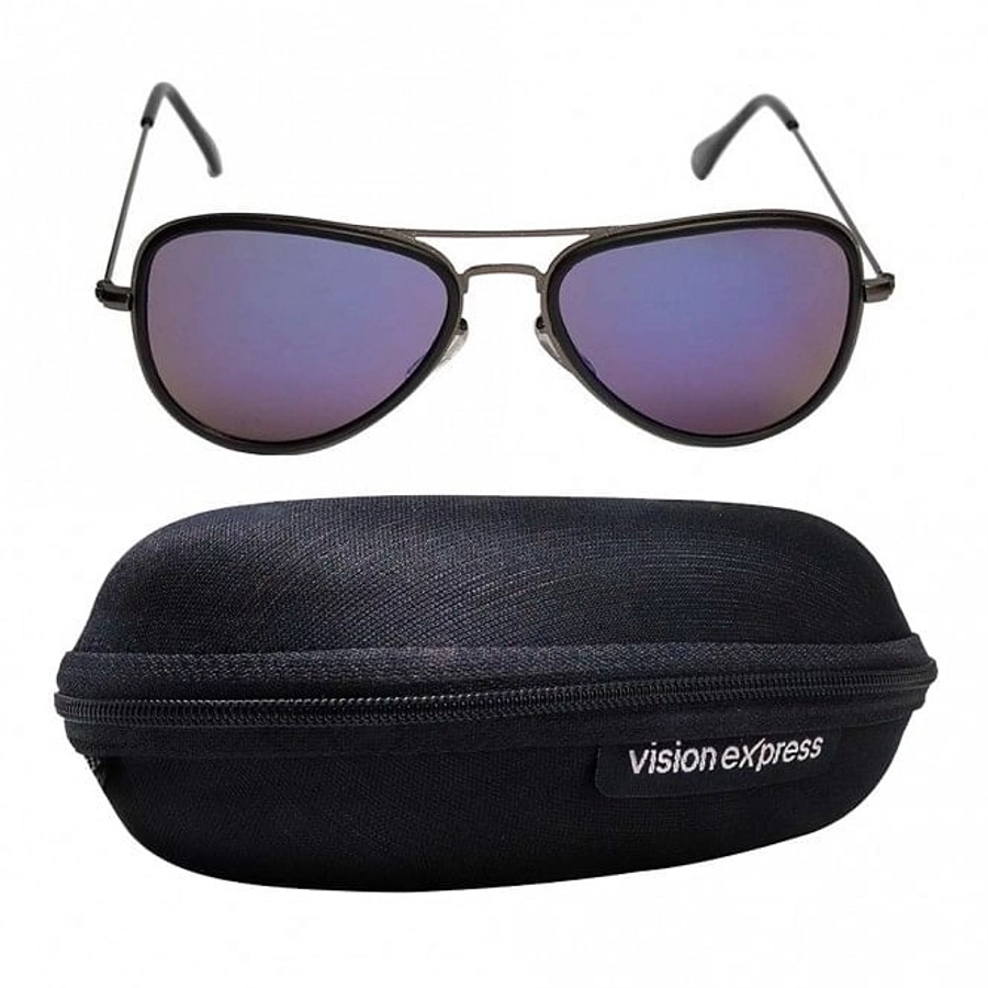 Aviator Blue Stainless Steel Full Rim Small Vision Express 12033 Sunglasses