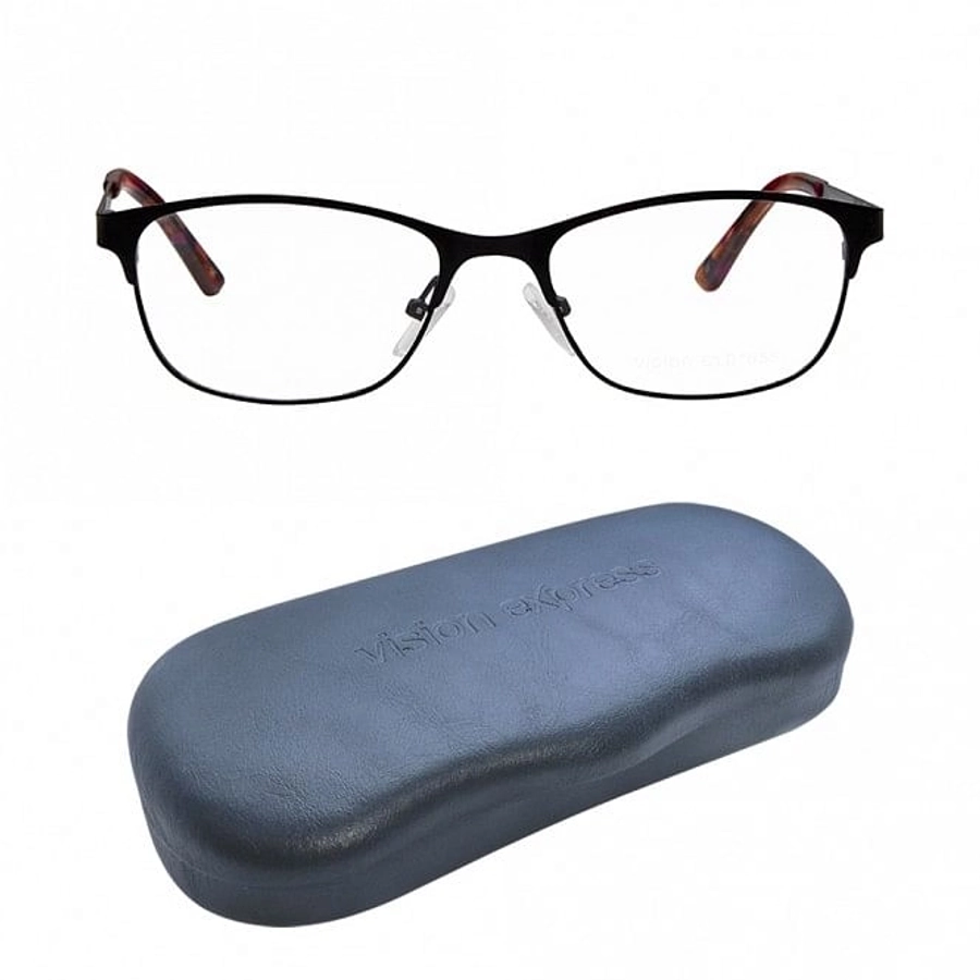 Half Rim Metal Almond Black Medium Vision Express 49045 Eyeglasses