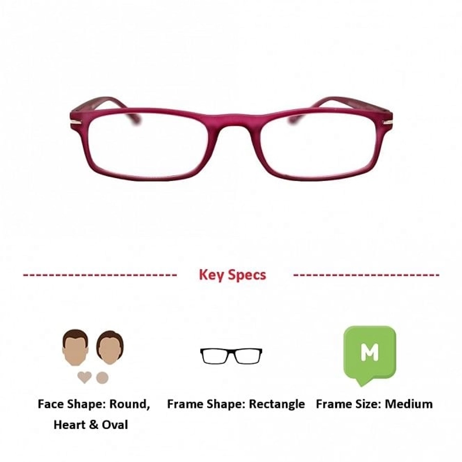 Black Rectangle (+2.25 Power) Polycarbonate Unisex Medium HFDU02BL Reading Glasses