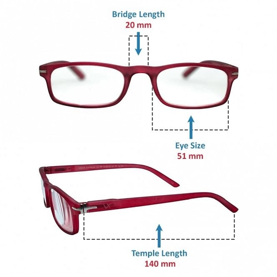 Pink Rectangle (+2.75 Power) Polycarbonate Medium HFDU02PN Reading Glasses