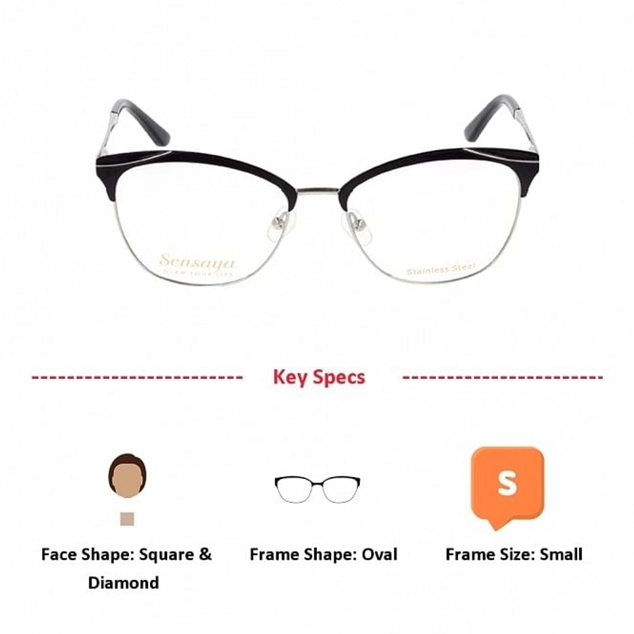 Blue Shield (Zero Power) Computer Glasses: Full Rim Oval Blue Metal Small SYFF04 