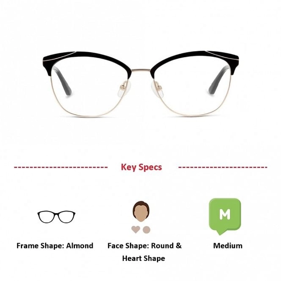 Full Rim Stainless Steel Almond Black Medium Sensaya SYFF04 Eyeglasses