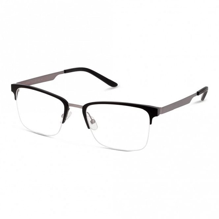 Half Rim Aluminium Rectangle Black Medium Julius JUFM03 Eyeglasses