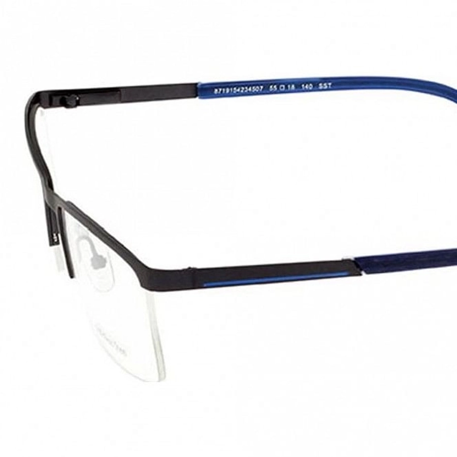 Half Rim Stainless Steel Rectangle Blue Large In Style ISFM11 Eyeglasses