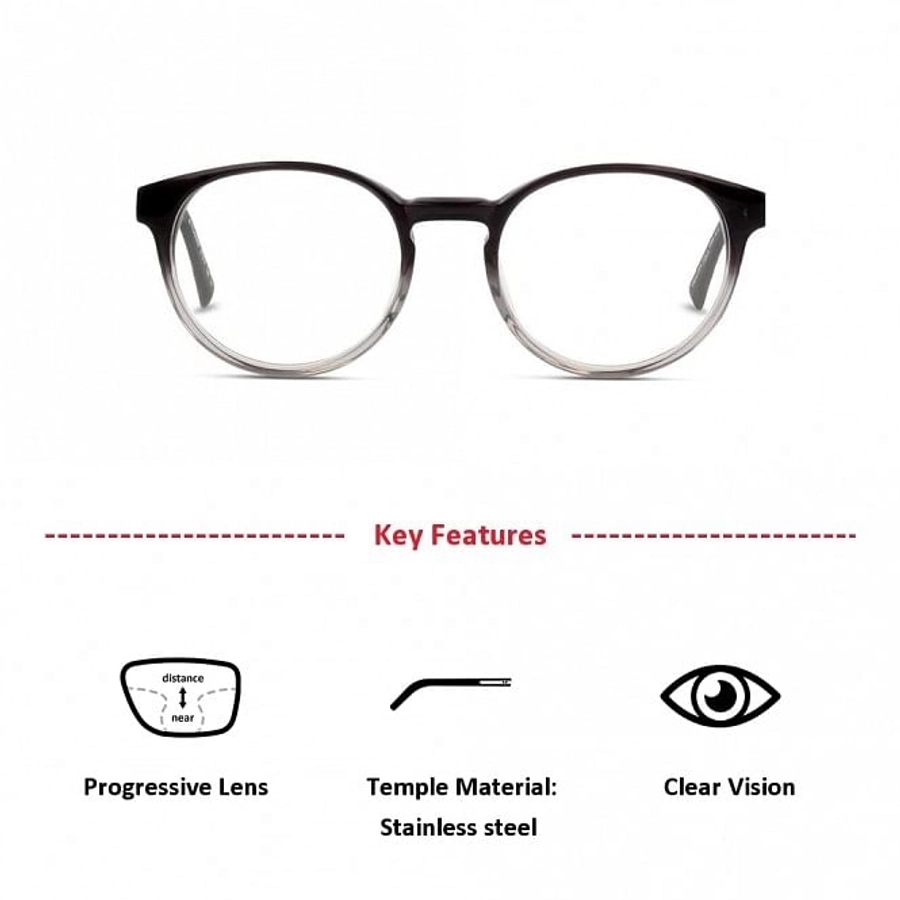 Full Rim Acetate Round Grey Medium I-Switch SWEM01 Eyeglasses