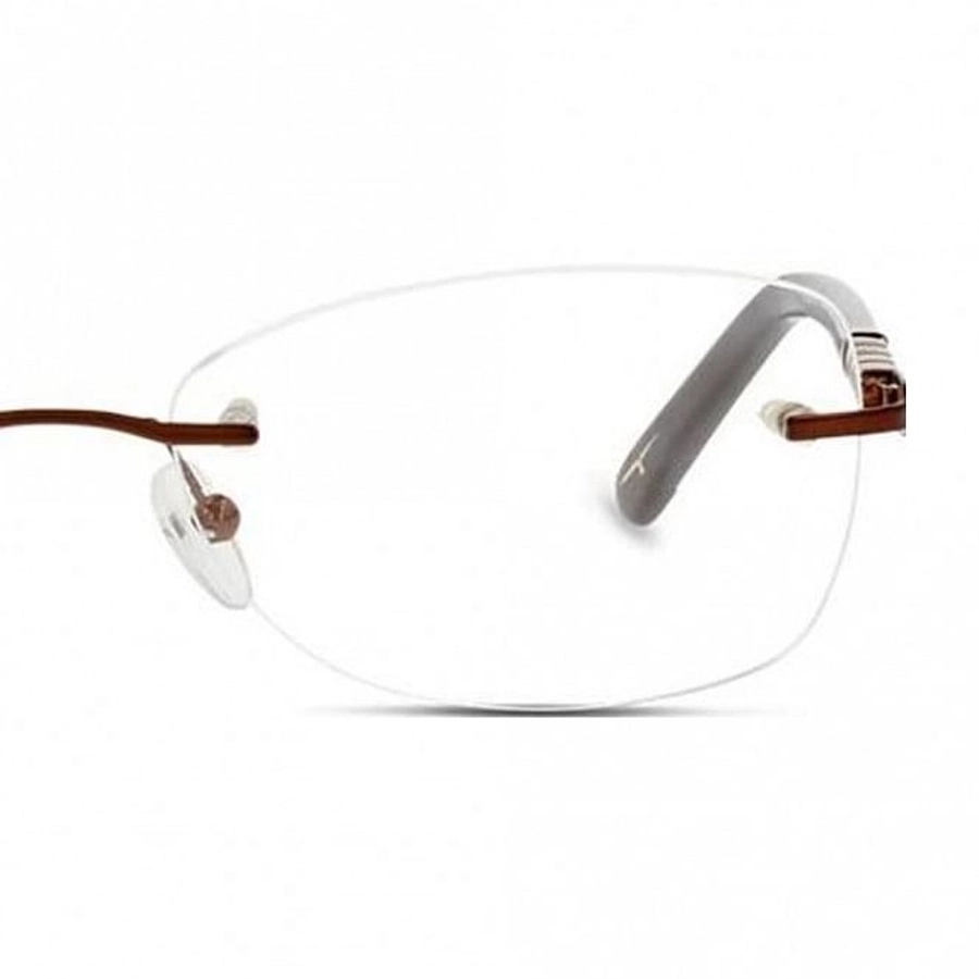 Rimless Metal Round Brown Medium Light Fly LFDF14 Eyeglasses