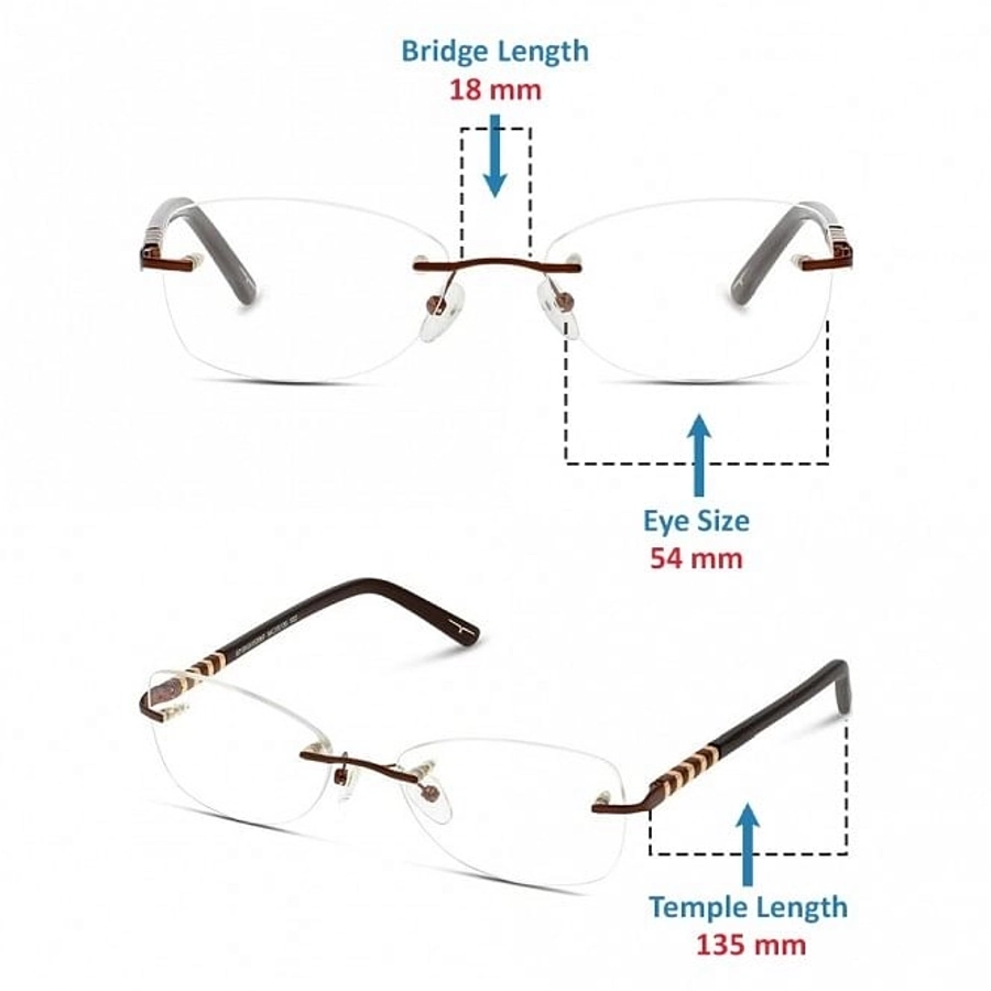 Rimless Metal Round Brown Medium Light Fly LFDF14 Eyeglasses