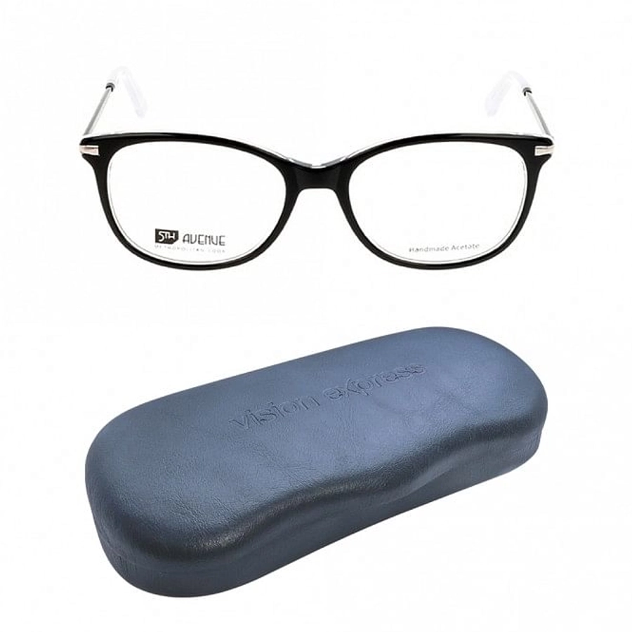 Full Rim Acetate Round Black Medium 5th Avenue FAAF51 Eyeglasses