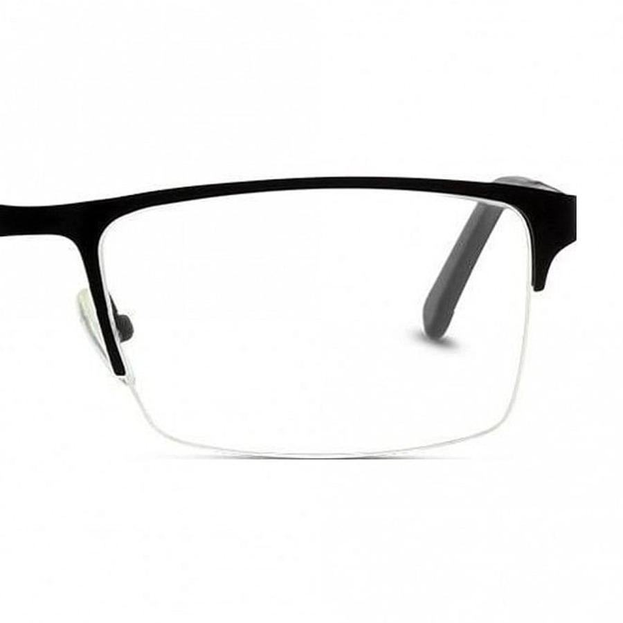 Half Rim Stainless Steel Rectangle Black Large Enzzo EZBM09 Eyeglasses