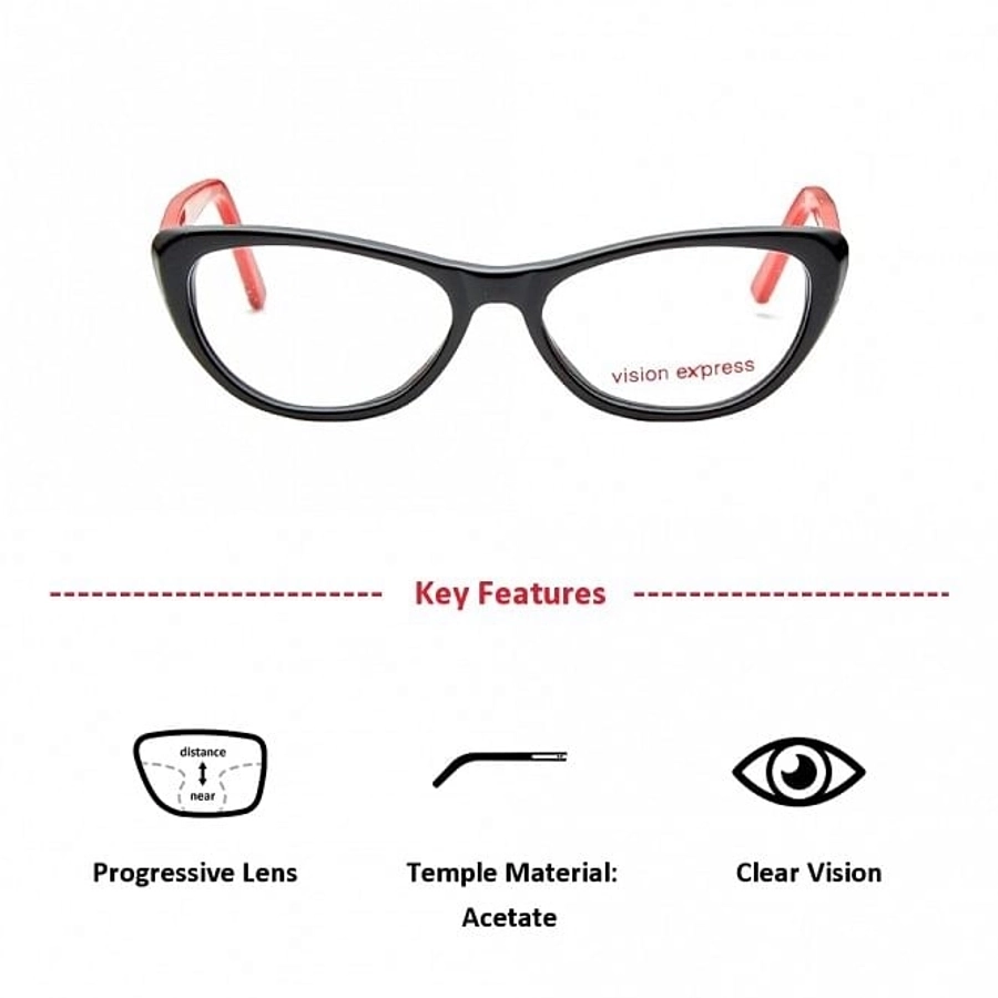 Cat Eye Black Acetate Medium Vision Express 61281 Kids Eyeglasses