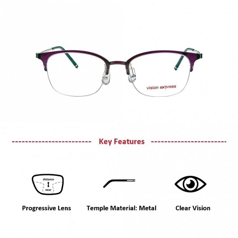 Half Rim Ultem Square Purple Medium Vision Express 29436 Eyeglasses