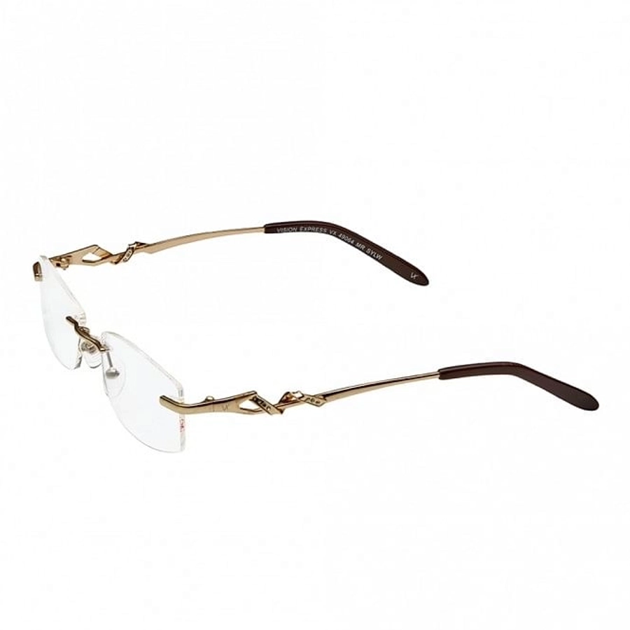 Rimless Metal Rectangle Gold Medium Vision Express 49064 Eyeglasses