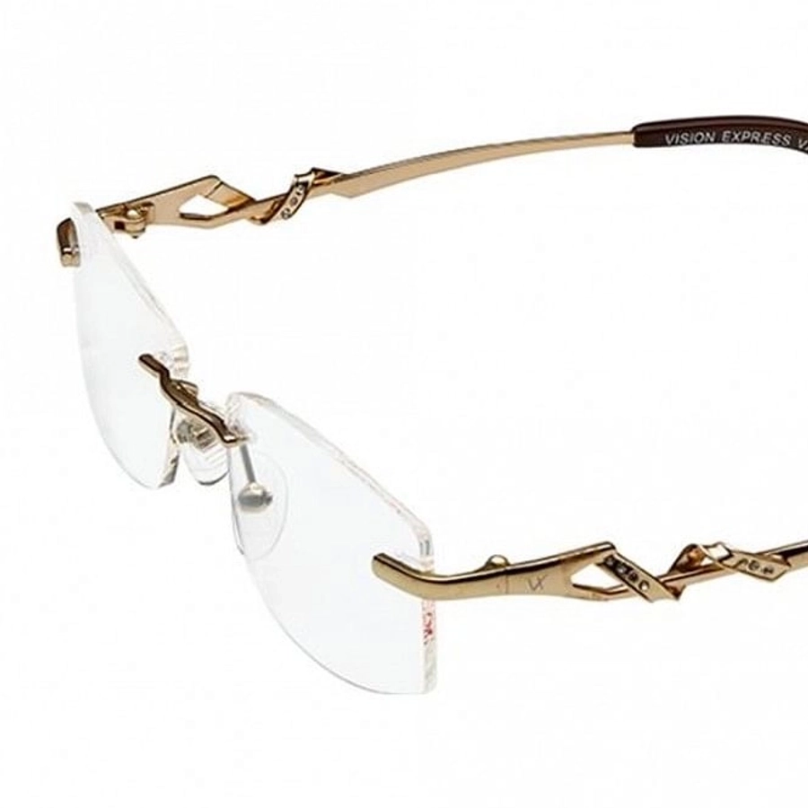 Rimless Metal Rectangle Gold Medium Vision Express 49064 Eyeglasses