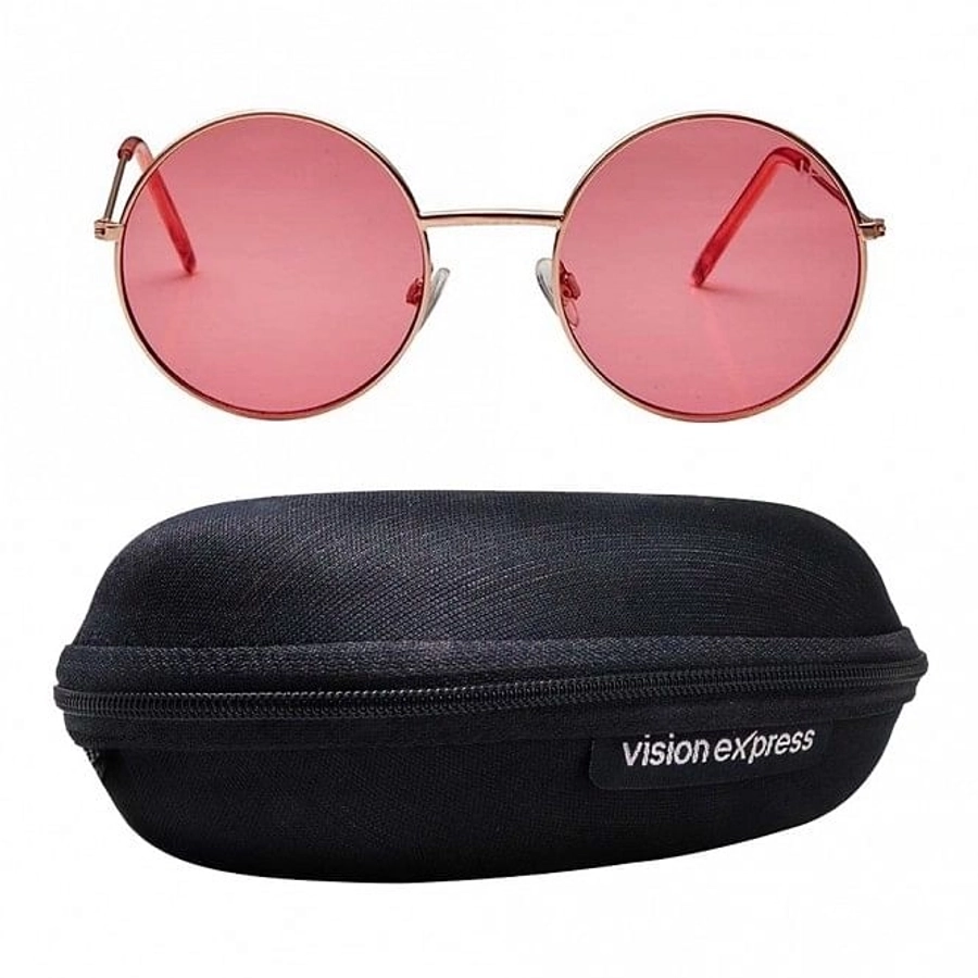 Round Pink Nickel Silver  Full Rim Medium Vision Express 41290 Sunglasses