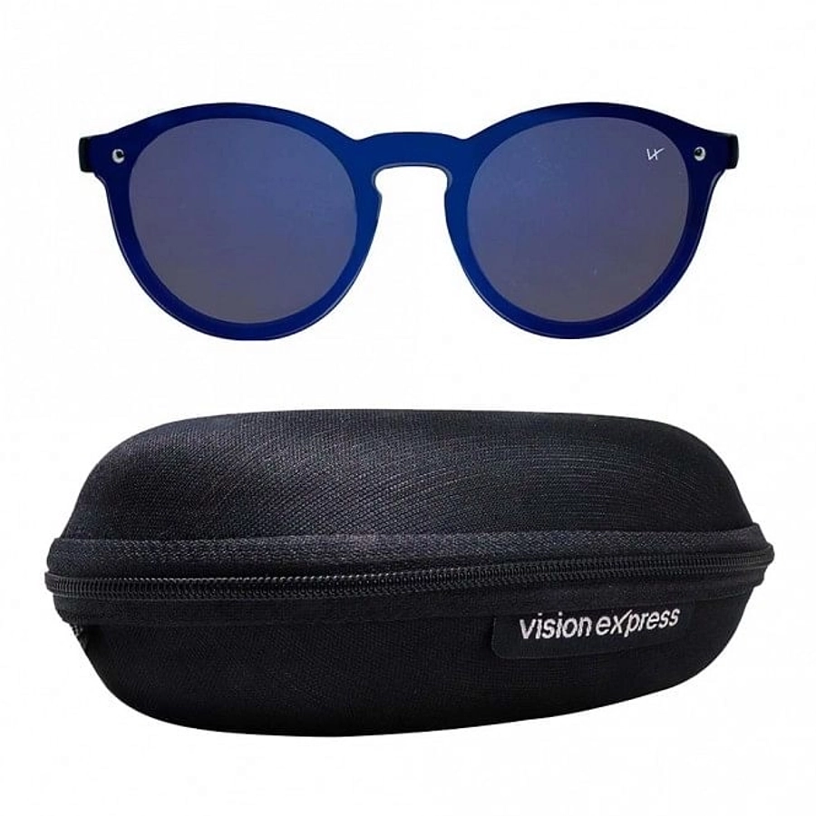 Round Blue Mirror Polycarbonate Full Rim Medium Vision Express 21670 Sunglasses