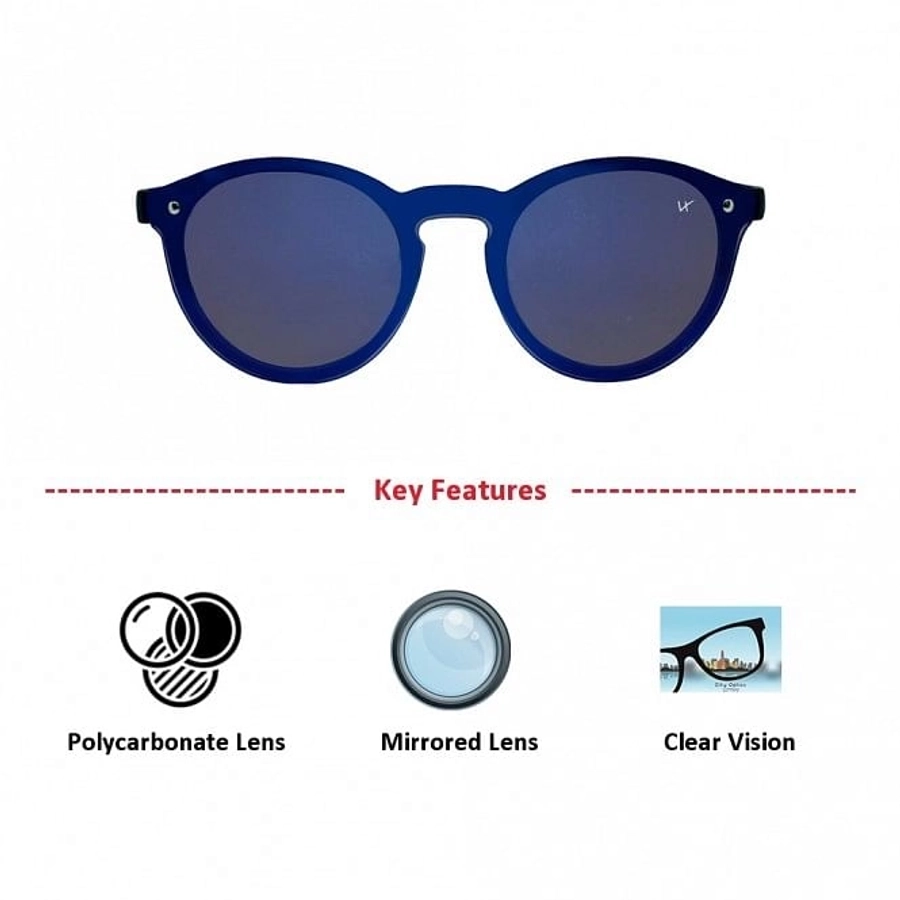 Round Blue Mirror Polycarbonate Full Rim Medium Vision Express 21670 Sunglasses