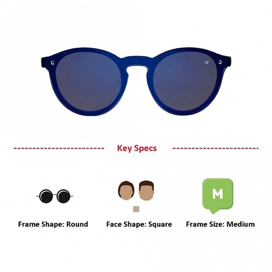 Round Blue Mirror Polycarbonate Full Rim Medium Vision Express 21670 Sunglasses