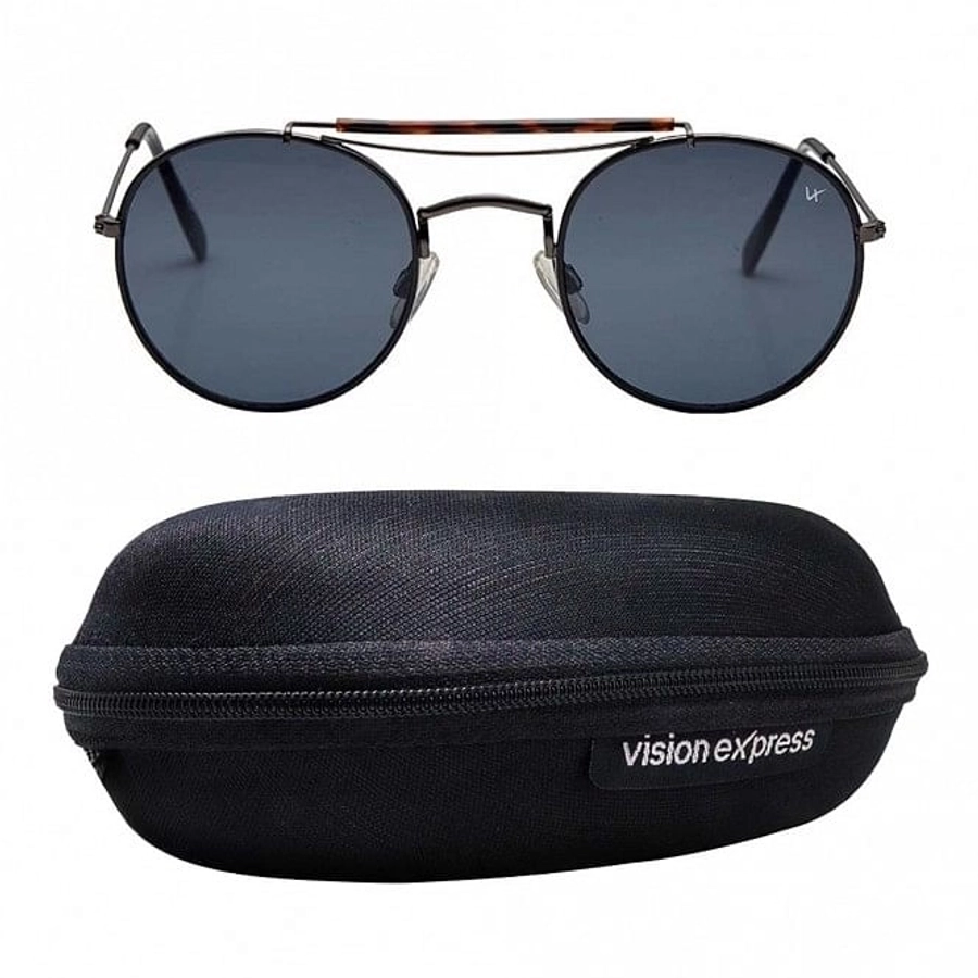 Round Grey Nickel Silver  Full Rim Medium Vision Express 41295 Sunglasses
