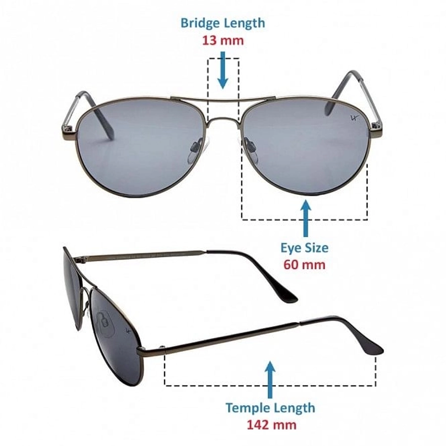 Buy Aviator Polarised Lens Grey Solid Full Rim Medium Vision Express 12026P Sunglasses Online