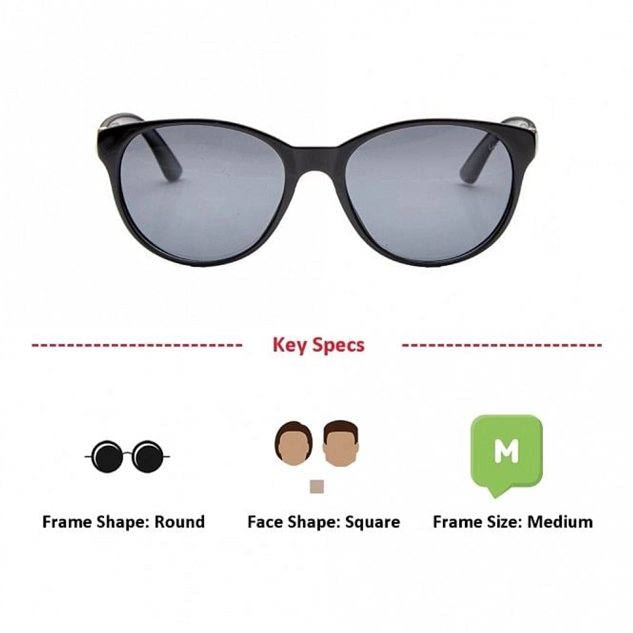 Round Polarised Lens Grey Solid Full Rim Medium Vision Express 41303P Sunglasses