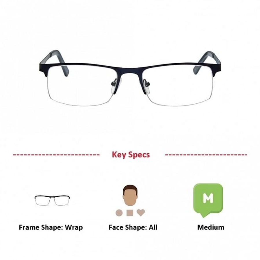 Half Rim Metal Wrap Blue Medium Vision Express 29441 Eyeglasses