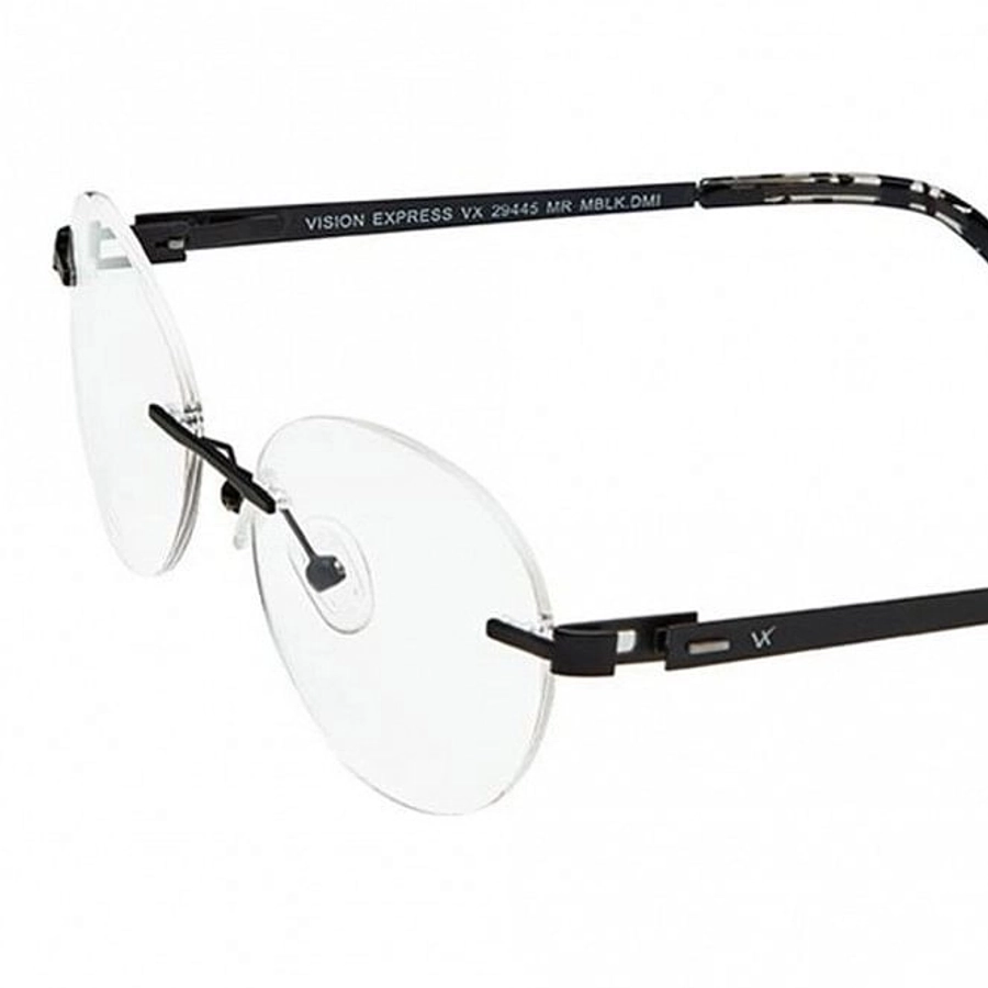 Rimless Metal Rectangle Black Medium Vision Express 29445 Eyeglasses