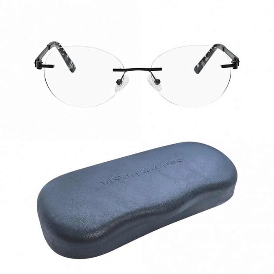 Rimless Metal Rectangle Black Medium Vision Express 29445 Eyeglasses