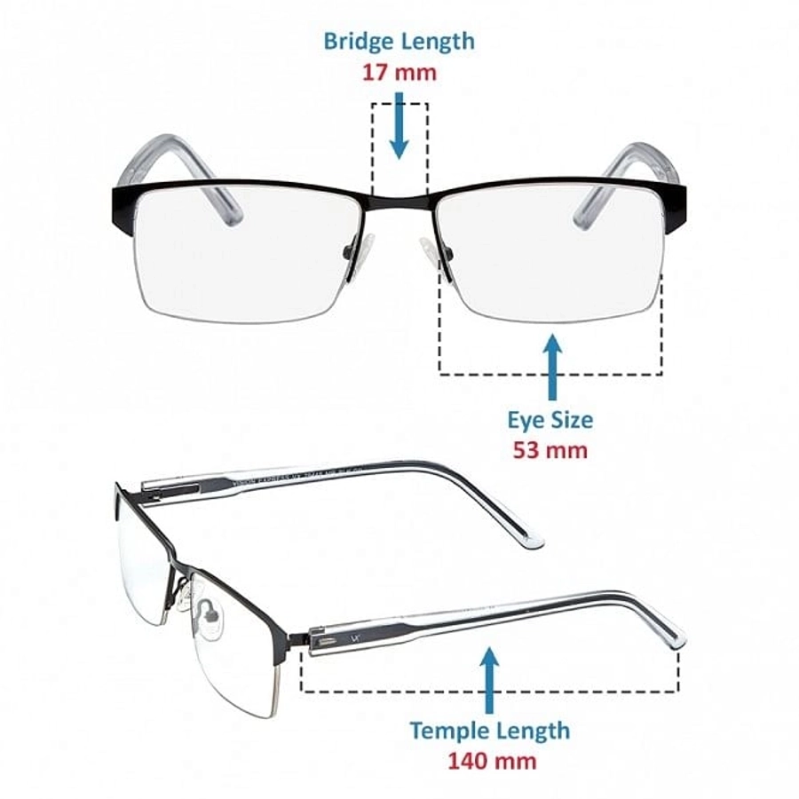 Rimless Metal Wrap Black Medium Vision Express 29446 Eyeglasses