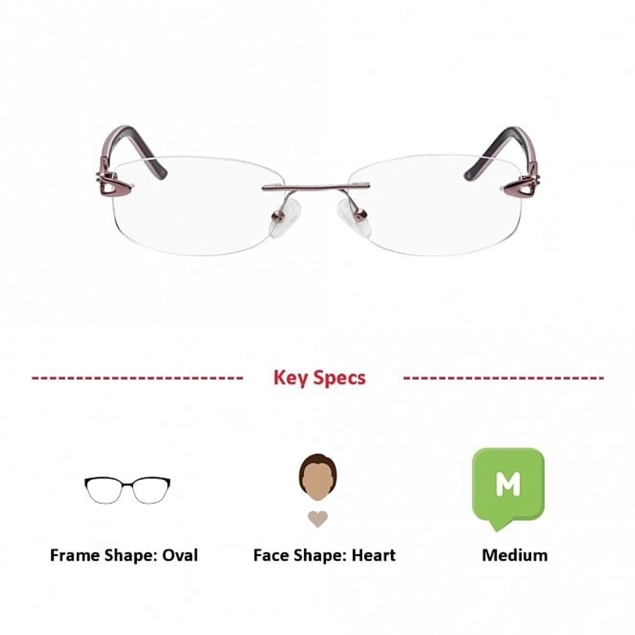 Rimless Metal Oval Pink Medium Vision Express 31801 Eyeglasses