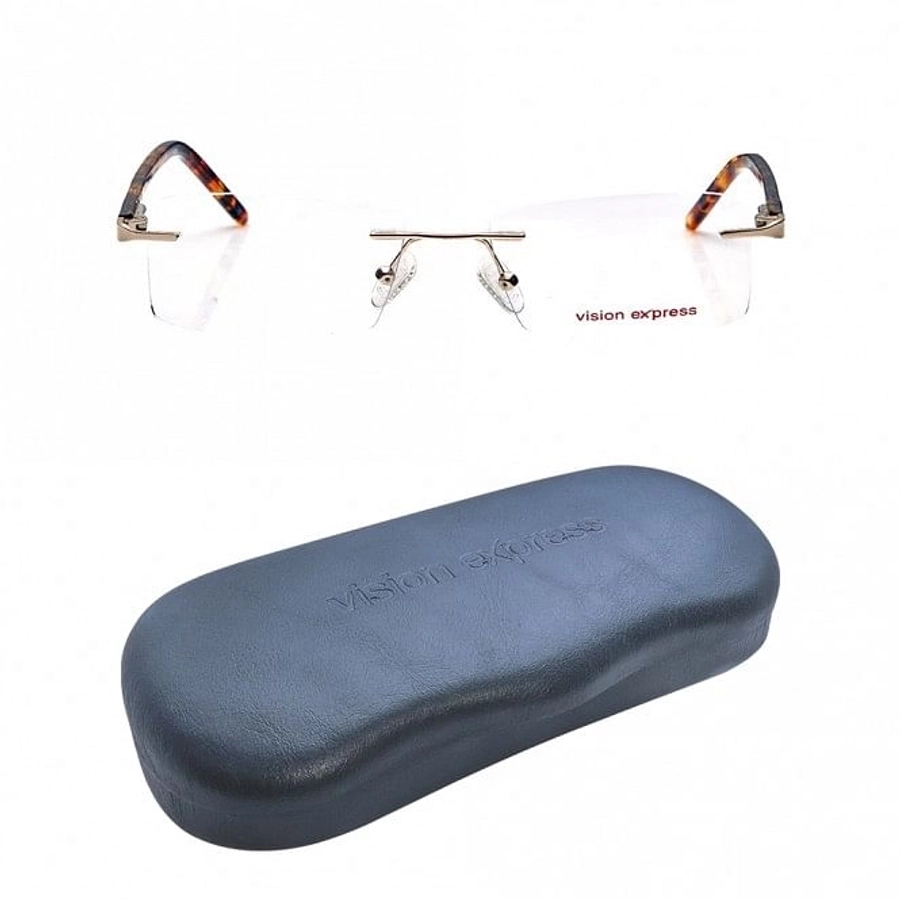 Rimless Metal Rectangle Gold Medium Vision Express 29448 Eyeglasses