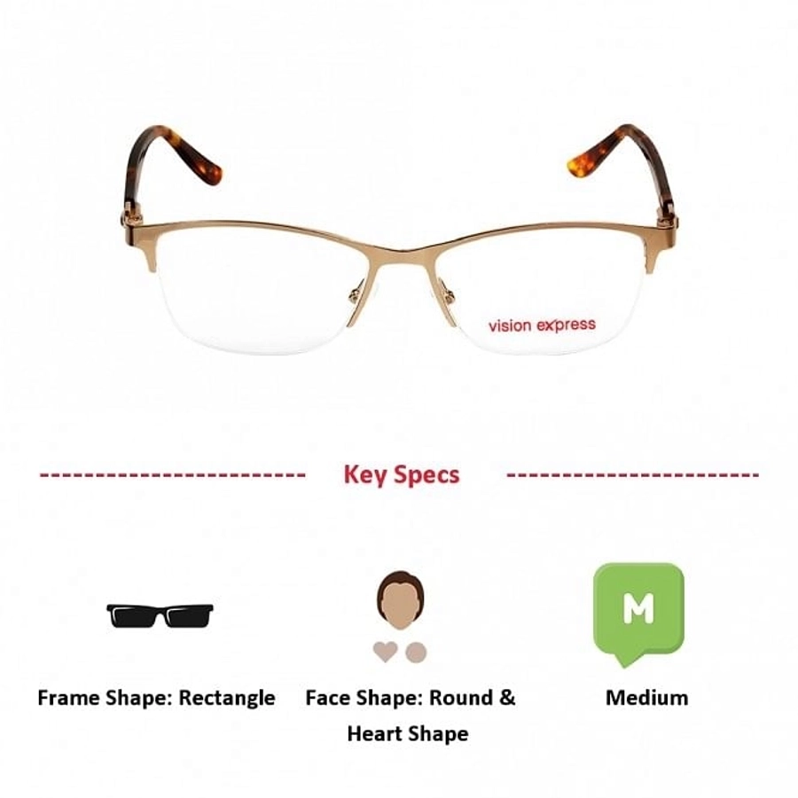 Half Rim Metal Rectangle Gold Medium Vision Express 49050 Eyeglasses