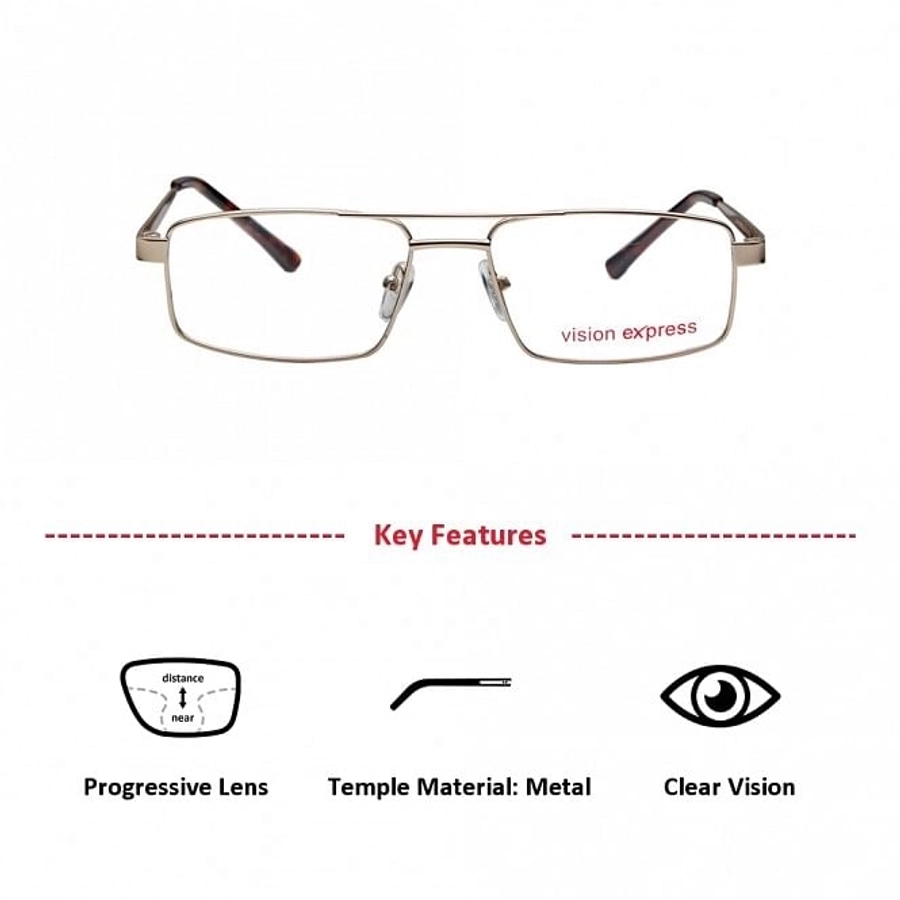 Full Rim Metal Rectangle Gold Medium Vision Express 29450 Eyeglasses